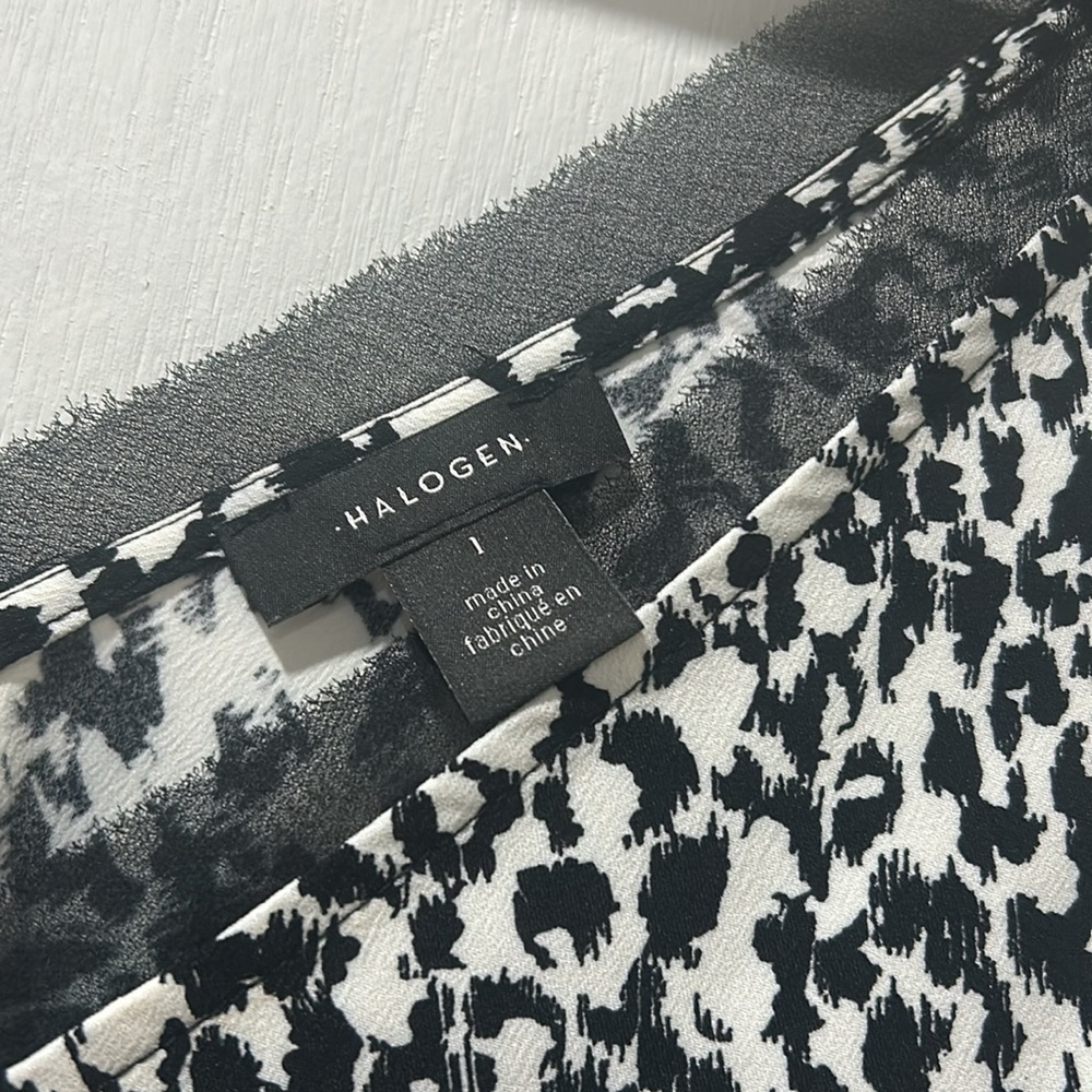 HALOGEN WOMENS RAW EDGE TANK BLACK LEOPARD PRINT Sz 1 - Picture 5 of 11